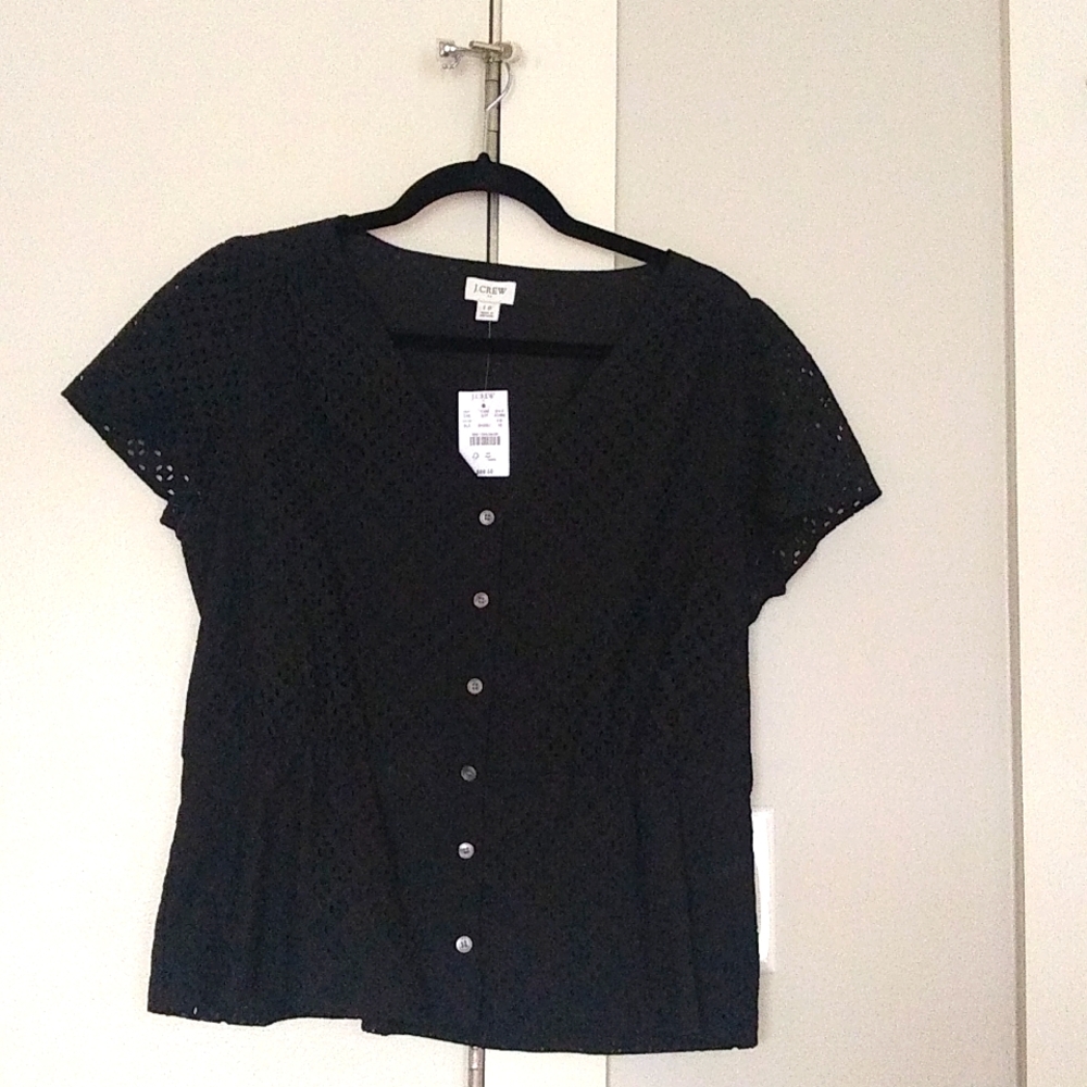 J. Crew black eyelet top